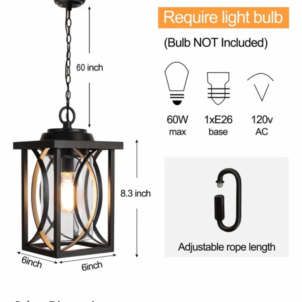 Black Outdoor hanging lantern